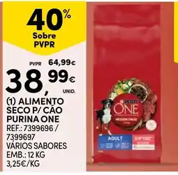 Continente alimento seco p/ cão purina one promoção