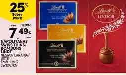Continente Napolitanas Swiss Thins/ Bombons Lindt Negro/ Laranja/ Leite promoção