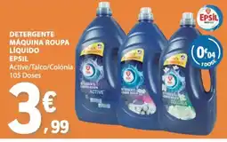 E.Leclerc detergente máquina roupa líquido epsil active/talco/colônia promoção