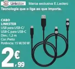 E.Leclerc Cabo linkster usb para usb-c/usb-c para usb-c promoção
