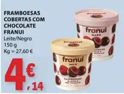 E.Leclerc franui framboesas cobertas com chocolate leite/negro promoção