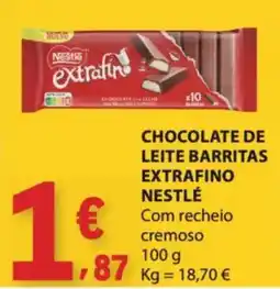 E.Leclerc Chocolate de leite barritas extrafino nestlé promoção