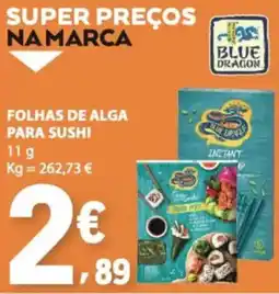 E.Leclerc folhas de alga para sushi blue dragon promoção