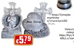 Bolama Anjo/Coração marfinite c/cruz e luz LED promoção