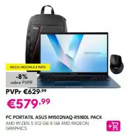 Radio Popular pc portatil asus m1502naq-r51bdl pack promoção