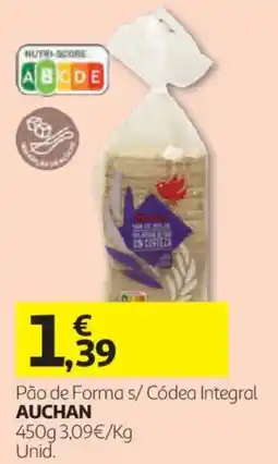 Auchan Pão de Forma s/ Códdea Integral Auchan promoção