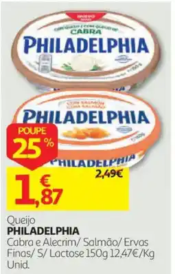 Auchan Queijo philadelphia cabra e alecrim/ salmão/ ervas finas promoção