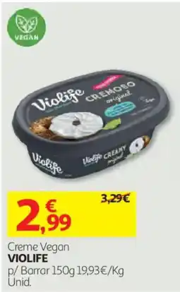 Auchan Creme Vegan Violife promoção