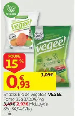 Auchan Snacks Bio de Vegetais VEGEE promoção