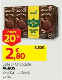 Auchan Leite c/ Chocolate AGROS promoção
