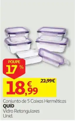 Auchan Conjunto de 5 Caixas Herméticas Quid Vidro Retangulares promoção
