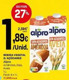 Intermarché Alpro - bebida vegetal s/açúcares promoção