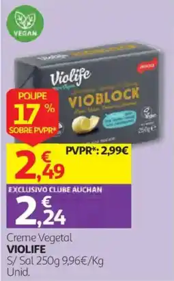 Auchan Creme Vegetal Violife promoção
