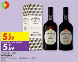 Auchan Vinho do porto ferreira branco tawny ruby promoção