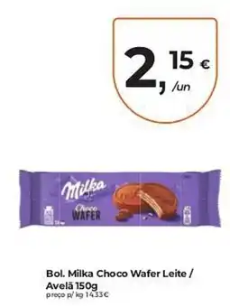 Aqui é fresco Bol. Milka Choco Wafer Leite / Avelã promoção