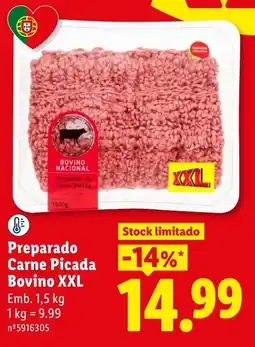 Lidl Preparado Carne Picada Bovino XXL promoção