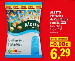 Lidl Alesto Pistácios da Califórnia sem Sal XXL promoção