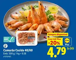 Lidl Camarão Cozido 40/60 promoção