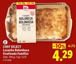Lidl chef select lasanha bolonhesa gratinada familiar promoção