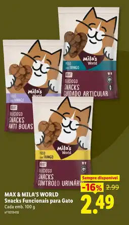 Lidl Max & Mila's World Snacks Funcionais para Gato promoção