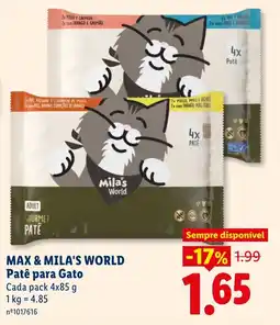 Lidl Max & mila's world patê para gato promoção