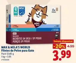 Lidl Max & Mila's World Filetes de Peixe para Gato promoção