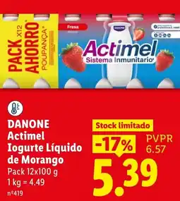 Lidl Danone Actimel Iogurte Líquido de Morango promoção