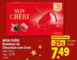Lidl mon chéri bombons de chocolate com licor promoção