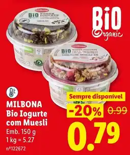 Lidl Milbona bio iogurte com muesli promoção