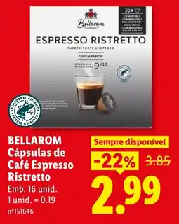 Lidl Bellarom Cápsulas de Café Espresso Ristretto promoção