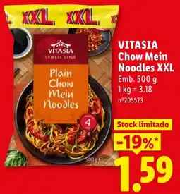 Lidl Vitasia plain chow mein noodles xxl promoção