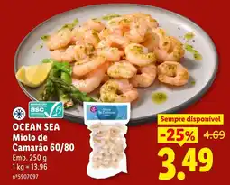 Lidl ocean sea miolo de camarão 60/80 promoção