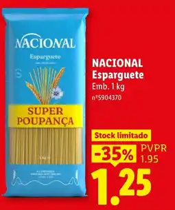Lidl Nacional Esparguete promoção