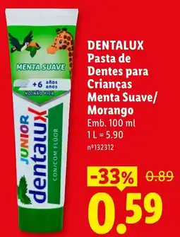 Lidl Dentalux pasta de dentes para crianças menta suave/morango promoção