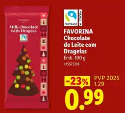 Lidl favorina chocolate de leite com drageias promoção