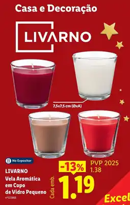 Lidl Livarno Vela Aromática em Copo de Vidro Pequeno promoção