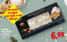 Lidl Deluxe bolo stollen com rum promoção