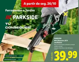 Lidl Parkside mini motosserra 20 v sem bateria promoção
