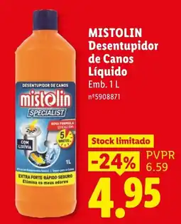 Lidl Mistolin desentupidor de canos líquido promoção