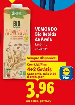 Lidl Vemondo Bio Bebida de Aveia promoção