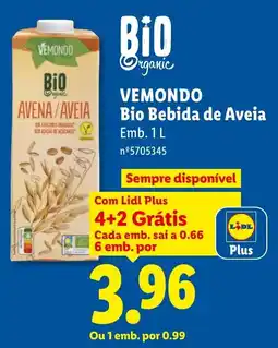 Lidl Vemondo Bio Bebida de Aveia promoção