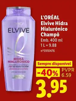 Lidl L'Oréal Elvive Hidra Hialurónico Champô promoção