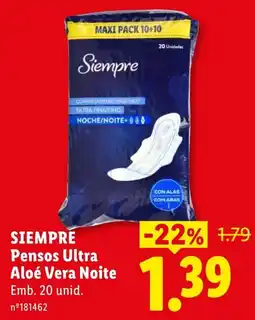 Lidl Siempre Pensos Ultra Aloé Vera Noite promoção