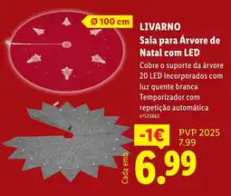Lidl livarno saia para árvore de natal com led promoção