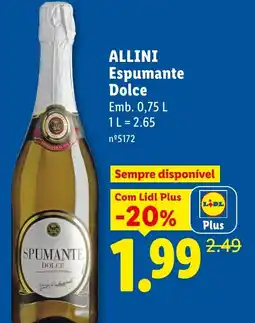 Lidl Allini espumante dolce promoção
