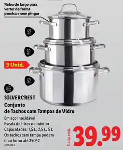 Lidl silvercrest conjunto de tachos com tampas de vidro promoção
