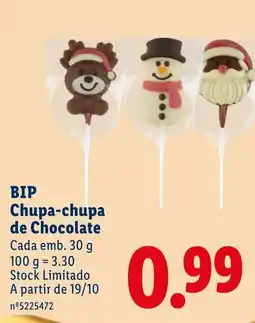 Lidl Bip chupa-chupa de chocolate promoção