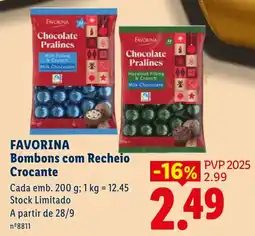 Lidl favorina bombons com recheio crocante promoção