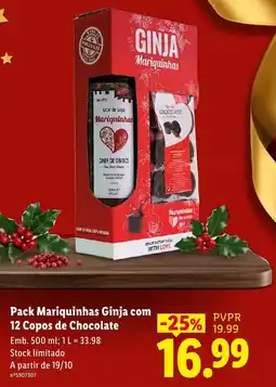 Lidl Pack Mariquinhas Ginja com 12 Copos de Chocolate promoção