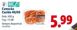 Lidl Camarão Cozido 40/60 promoção